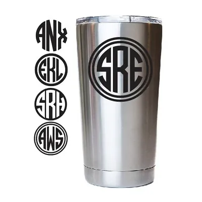 3  Monogram Circle Custom Name Tumbler Cup Decal Sticker • $3.75