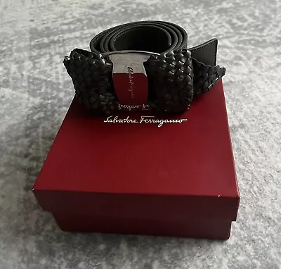Authentic Ferragamo Belt Braided Leather Bow With Box 85cm • $400