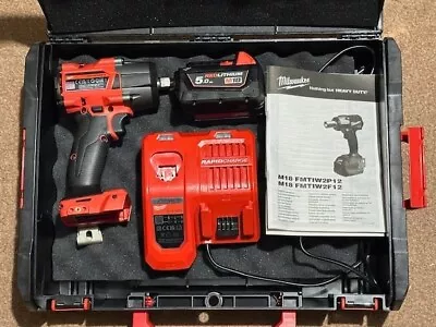 Milwaukee M18FMTIW2F12-0 18V 1/2'' Impact Gun Battery Battery Charger Case • £230