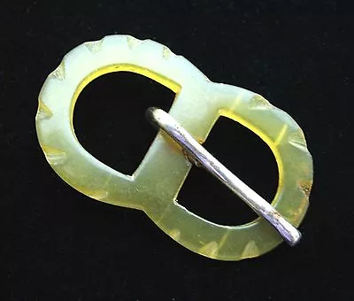 BELT BUCKLE Vintage DOUBLE ROUND Figure 8  Yellowed Old PLASTIC 1 3/4  • $14.39