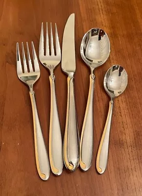 Mikasa ESTASI Alessandro Gold Accent 18/8 Stainless Flatware - Choice • $24