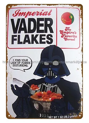 Decorative Wall Accessories Imperial Vader Flakes Cereal Box Metal Tin Sign • £15.28
