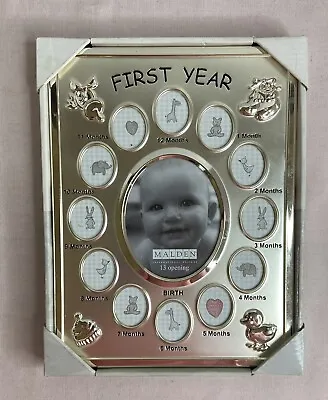 Baby’s First Year Photo Frame 12 Months Silver Tone Malden • $17.99