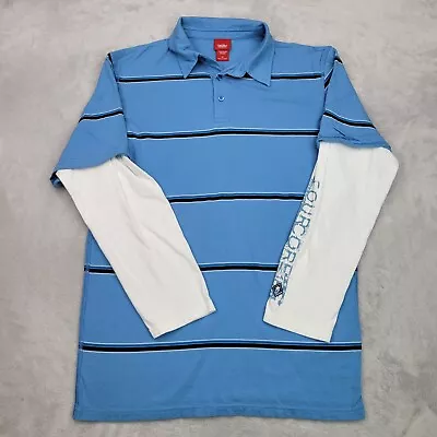 Vintage Mossimo Shirt Mens Extra Large Blue Stripe Double Knit Polo Skater Adult • $16.73