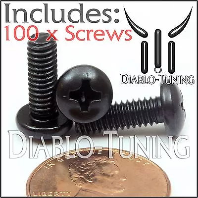 #8-32 X 1/2  - Qty 100 -  Phillips Pan Head Machine Screws - Steel Black Oxide • $13.14