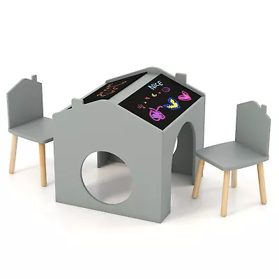 3 Pieces Kids Table And Chair Set Wooden Toddler Activity Art Table Drawing • £59.95