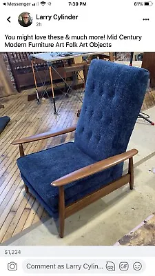 Milo Baughman #74 Mid Century Modern Recliner Lounge Chair  • $1750