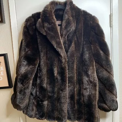 Vintage Mariel Faux Fur Jacket Brown XL • $62.39