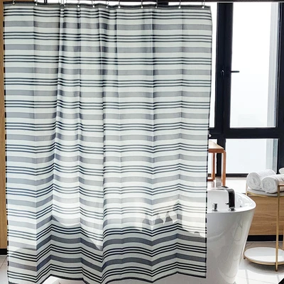 $14.99 • Buy Waterproof Printed Shower Curtain Set Fabric Bathroom Stylish Stripes W/ Hooks
