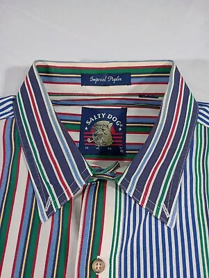 Gant Salty Dog Vintage  Button Up Short Sleeve Shirt Striped 90's XL • $12.95