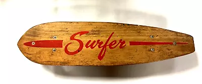 RARE Antique VTG 1960s Wooden Wood Early Skateboard  Surfer  Metal Wheels! (EY) • $390