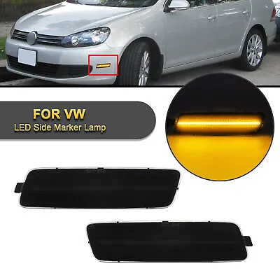 Smoke LED Front Bumper Side Marker Light For 10-14 VW Jetta Sport Wagen MK6 Golf • $35.63