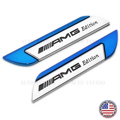 Universal Fender Marker Car AMG Edition Blue Logo Badge Emblem Sport Decoration • $14.99