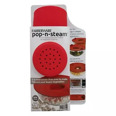 Farberware Pop-n-Steam Microwave Popcorn Maker & Vegetable Steamer Red / NEW • $9.99