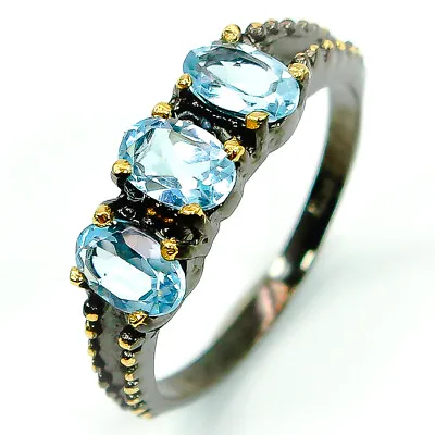 $12.99 • Buy Irradiated Natural Blue Topaz Silver Ring 925 Sterling/ RVS277