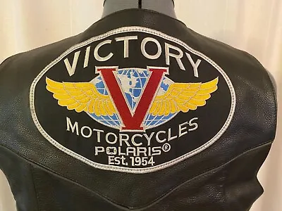 VICTORY MOTORCYCLES POLARIS BLACK LEATHER VEST With Laces Women's Medium EUC!! • $29