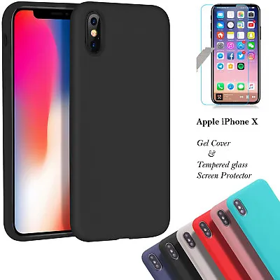 £0.99 • Buy For IPhone X Soft Silicon Gel Rubber Skin Case Cover Free Glass Screen Protector