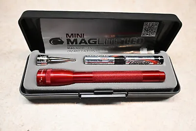 Mini Maglite LED Flashlight 2AAA W/Battery NIB RED 100 Lumens Pocket Clip • $25