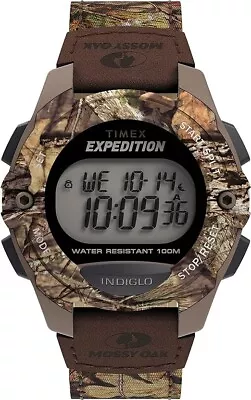 Timex TW4B19500 Expedition Mossy Oak Fabric/Leather Digital Watch IndigloDate • $32.50