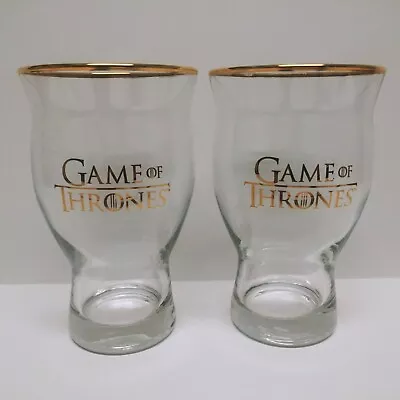 GAME OF THRONES Drinking Glasses Beer Mugs Gold Tone Lettering And Rim • £16.14