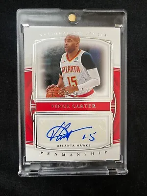 2019-20 Panini National Treasures Vince Carter Penmanship Red Auto Hawkes RARE # • $159.99