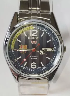 Seiko 5 Barcelona Men's Watch Blue Automatic Vintage • $153.50