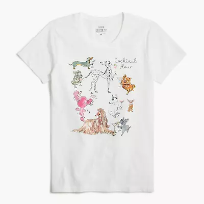 J.CREW Collector Cocktail Hour Dogs Art Tee Shirt Sz S Wmns NWT $45 • $24