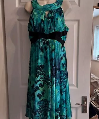 Jax Green And Blue Floral Dress Size 12 • £29.99