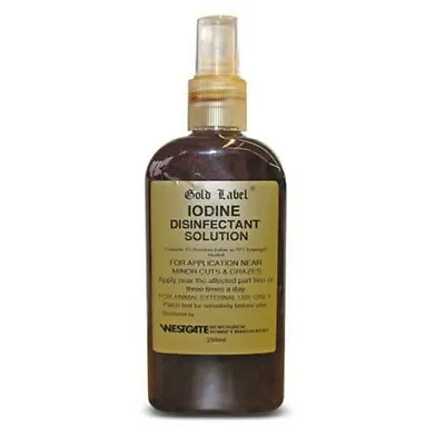 HORSE / PONY IODINE SPRAY Gold Label Iodine Spray 250ml Povidone Iodine • £17.99