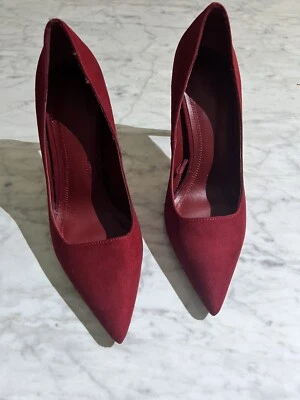 $20 • Buy Deep Red Suede Stiletto Heels - Size 38
