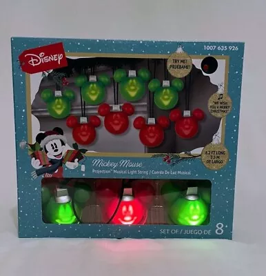 Disney Christmas Mickey Mouse Projection 8 Musical Light String - 8.2 Ft Long • $29.99