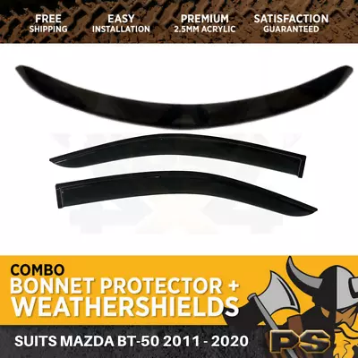 Bonnet Protector + Weather Shields To Suit 2012-2020 Mazda BT-50 Single Cab • $129