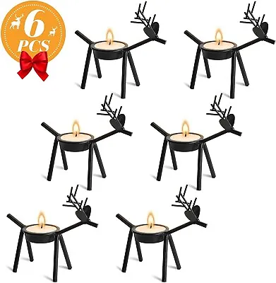  6 Pack Metal Reindeer Tea Light Candle Holders Christmas Decoration For Home • $9.99