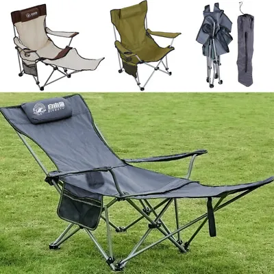 2 IN 1 Portable Camping Chair Bench Folding Reclining Lounge Chair With Footrest • £25.95