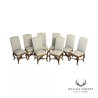 Minton-Spidell French Louis XV Style Set Of Eight Carved Giltwood Dining Chairs • $2395