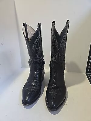 Tony Lama Mens Black Leather Western Boots Size 9 D • $49.50