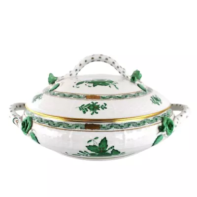 Herend Vegetable Tureen Chinese Bouquet Apponyi Green Lidded 86/AV • £250