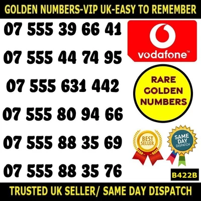 £14.95 • Buy Golden Number Rare VIP Vodafone UK SIM-Easy To Remember Unique Numbers-B422B LOT