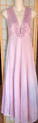 Vintage Vanity Fair Long Nightgown Pink Nylon Sz36 USA Sweep Lingerie  • $34.99