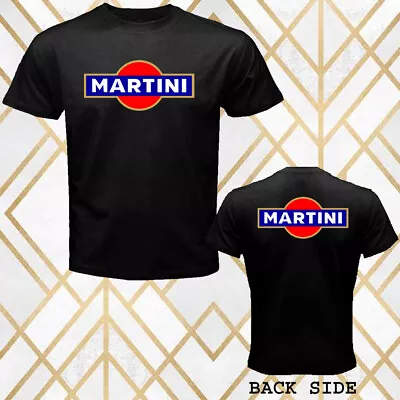 Martini Cocktail Vintage Racing Logo Men's Black T-Shirt Size S - 3XL • $22.49