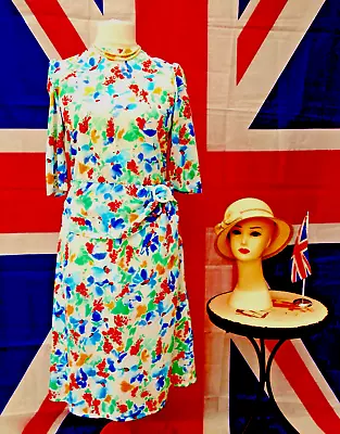 Vintage Retro 1940`s 1940`s Style Floral Tea Dress  Size 10 • £7.99