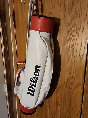 Vintage Wilson Red / White Golf Bag W/ Strap 6 Way Divider  • $39.97