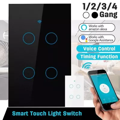 $30.79 • Buy 1/2/3/4 Gang WiFi Switch Smart Home Touch RF Light Wall Panel For Alexa Google