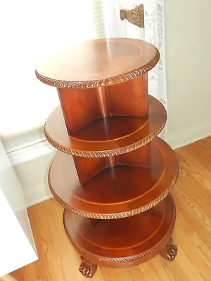 Vintage Revolving Carved Mahogany Paw Foot Bookshelf 4 Tier Book Case Library • $395