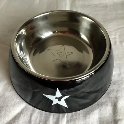 DOG BOWL Stainless Steel In Heavy Melamine Base. Thick Rubber Grips. NEW Boxed. • £6.50