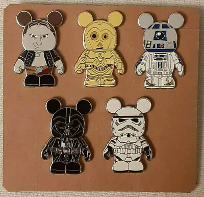 WDW~Mint Star Wars Vinylmation Darth Vader Trooper R2-D2 C3-PO+Han Solo Pins • $49.95