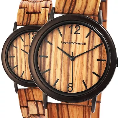 Leonardo Verrelli Women's Watch Braun Analogue Wood Quarz • $178.97