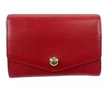 Mulberry Red Textured Leather Envelope Flap Wallet Clutch Women • $149.99