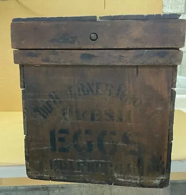 Antique Prim DOUBLE Wood EGG Crate Box BOERNER Bros Cedarburg WI Unique Closure • $159.95