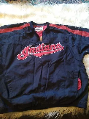 Cleveland Indians Majestic 1/4 Zip Pull Over Navy Men’s XL • $24.99